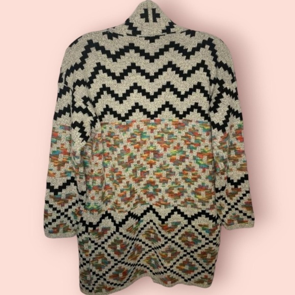 Debut  Rainbow Aztec Longline Open Front Cardigan, Size S - Picture 2 of 5